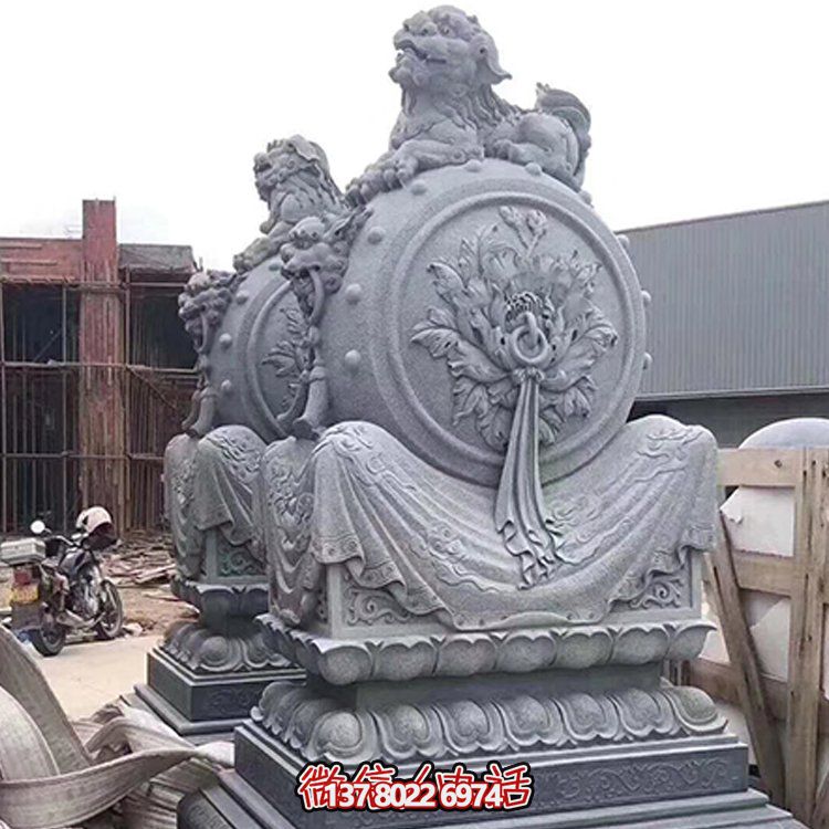 精美大理石石雕抱鼓雕塑，添彩戶外園林景觀