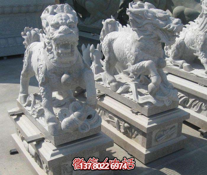 精美大理石石雕麒麟雕塑，一件精致的家居裝點品