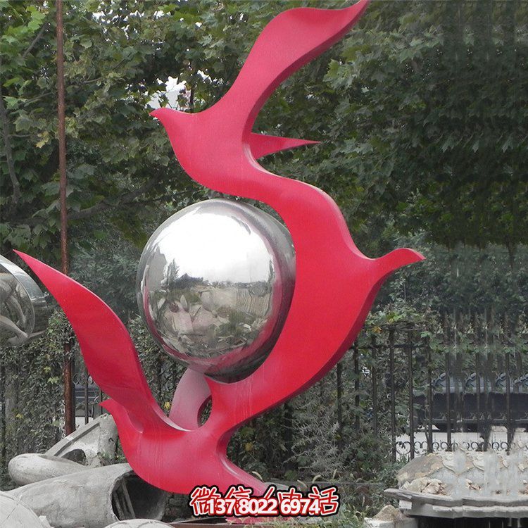 不銹鋼抽象鴿子雕塑，為您的園林景觀增添高雅氣息