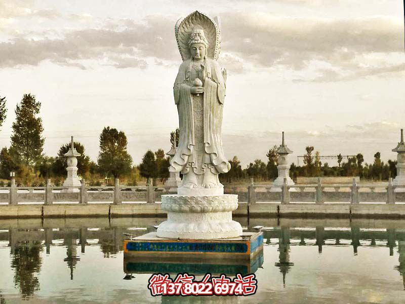 大型漢白玉石雕觀音雕塑，讓你的戶外景區(qū)更加完美