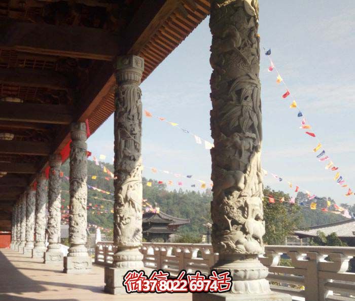 傳承古典藝術，精美石雕龍柱漢白玉浮雕
