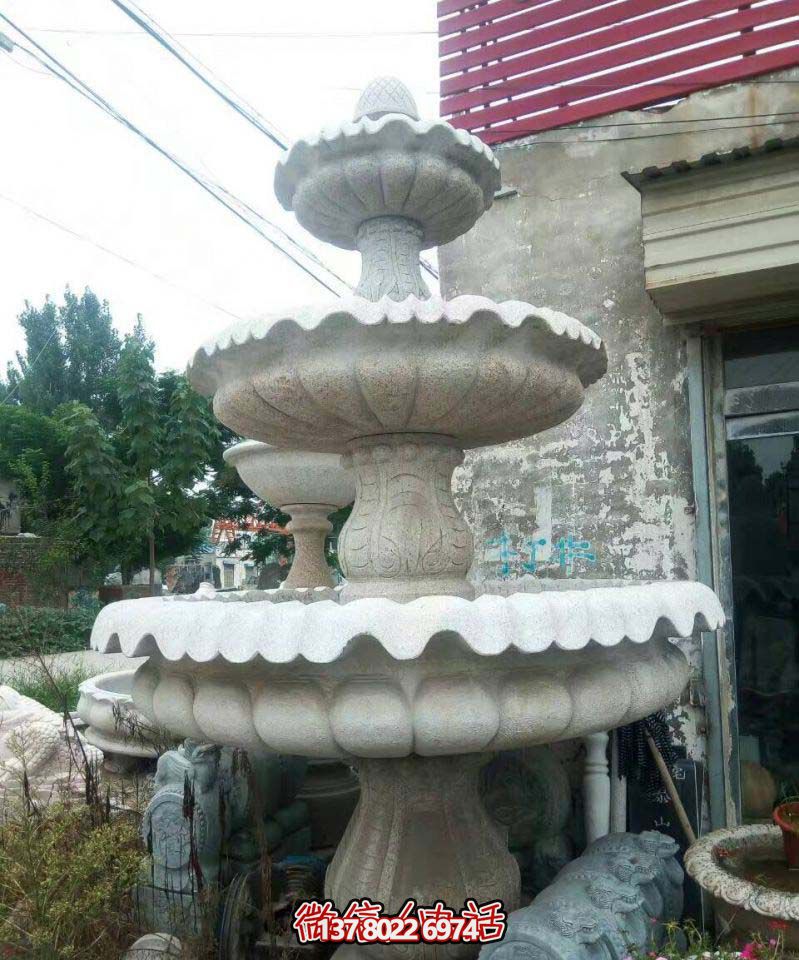 精美多層石雕景觀噴泉，打造完美公園