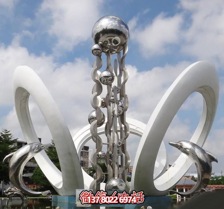 海豚個性不銹鋼雕塑，大型廣場裝飾裝置