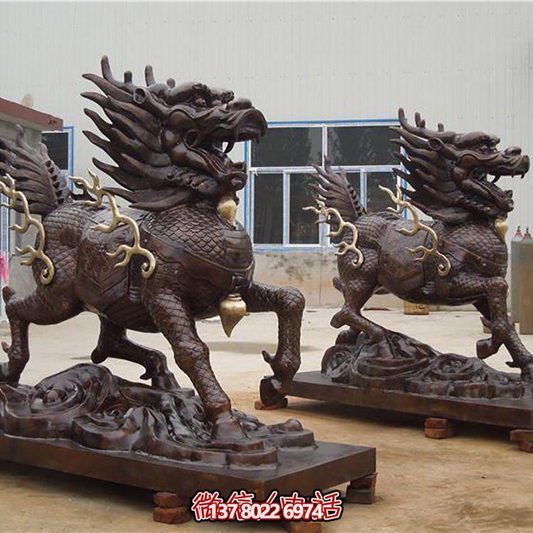大型銅雕麒麟擺件，裝點(diǎn)庭院門口別墅