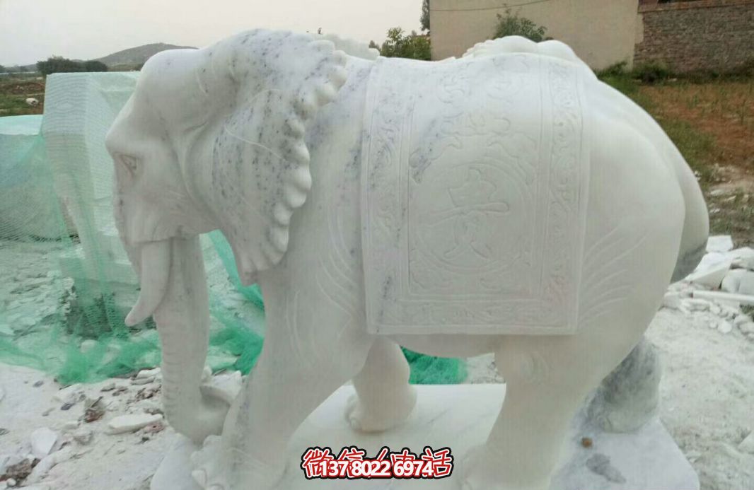 經(jīng)典漢白玉大象雕塑，戶外空間創(chuàng)意裝飾