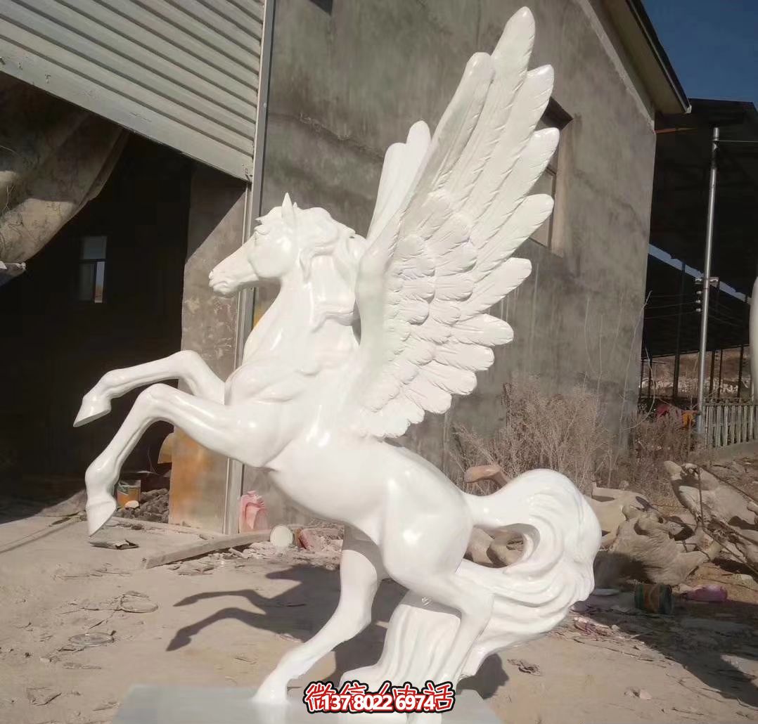 公園里的創(chuàng)意飛馬漢白玉石雕塑 公園里的創(chuàng)意飛馬漢白玉石雕塑