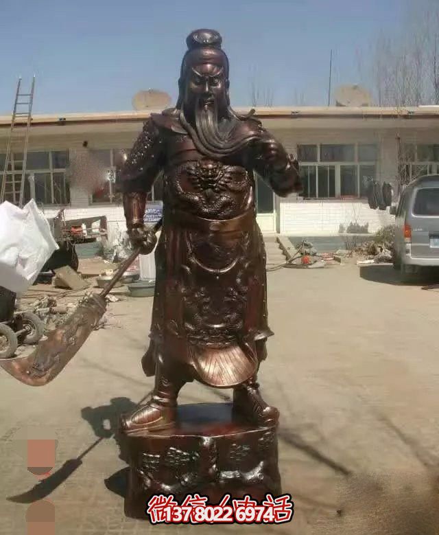 企業大型仿銅景觀關公雕塑玻璃鋼