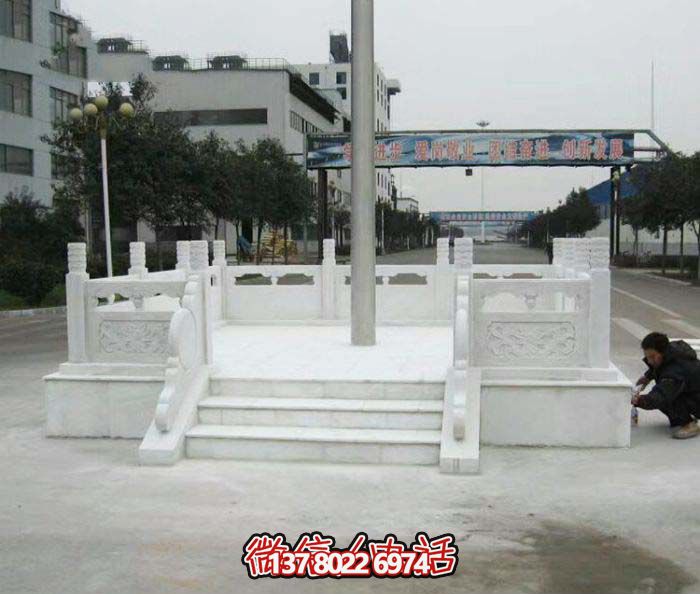 校園景觀精美漢白玉升旗臺石雕塑 校園景觀精美漢白玉升旗臺石雕塑
