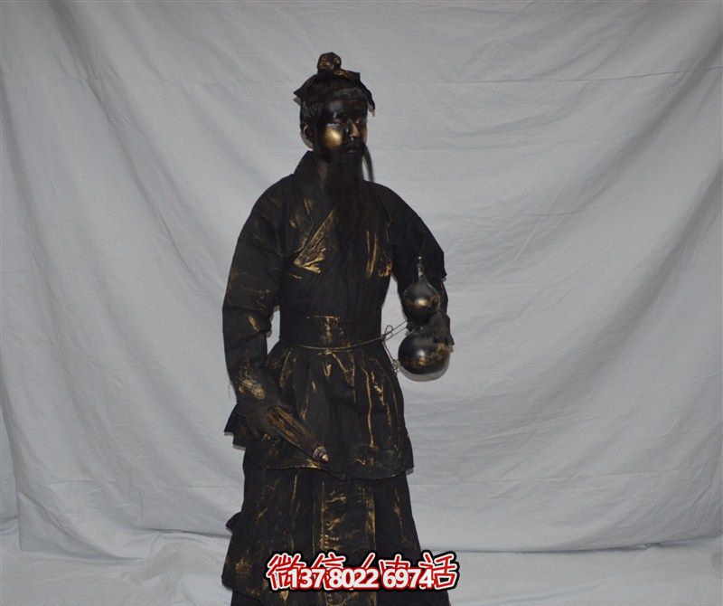 古代道士手持葫蘆銅雕雕塑 古代道士手持葫蘆銅雕雕塑