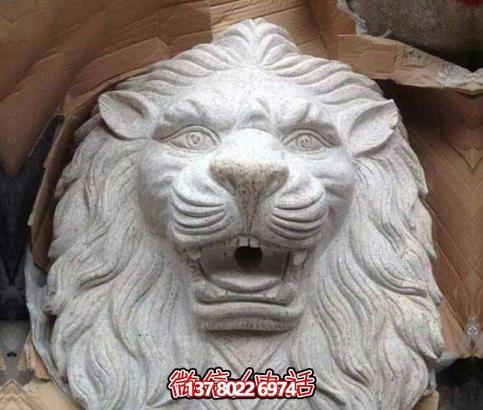 景區庭院大理石石雕兇狠的獅子頭雕塑 景區庭院大理石石雕兇狠的獅子頭雕塑