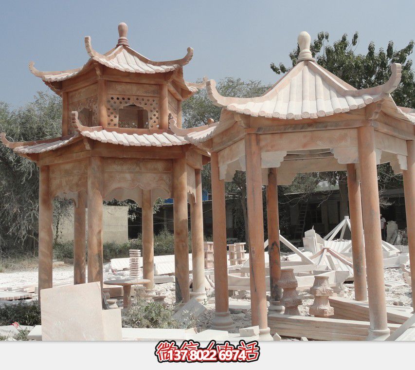 公園廣場(chǎng)擺放晚霞紅雙層頂休閑涼亭雕塑 公園廣場(chǎng)擺放晚霞紅雙層頂休閑涼亭雕塑