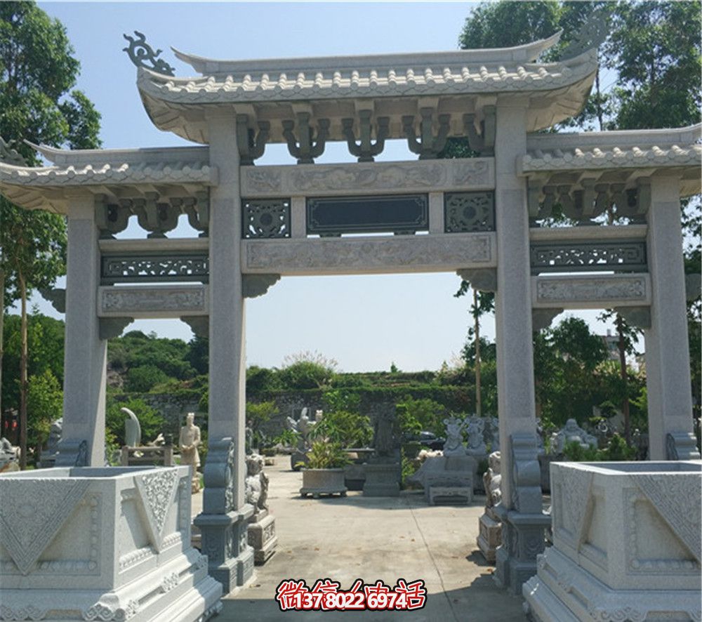 農村新款鏤空門牌樓坊雕刻 農村新款鏤空門牌樓坊雕刻