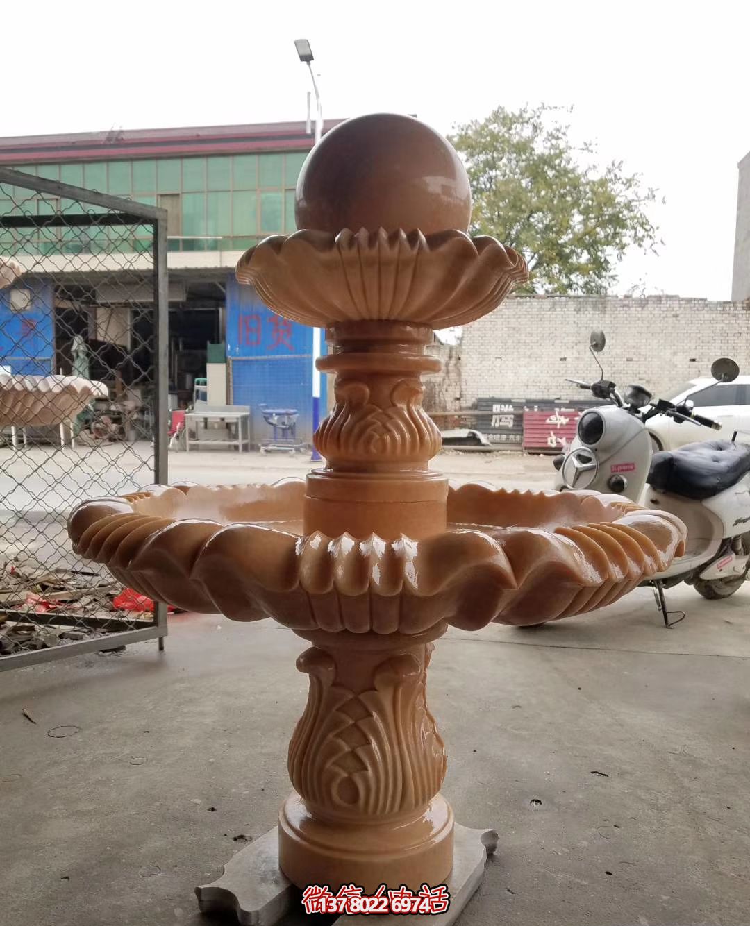 學(xué)院晚霞紅雙層風(fēng)水球噴泉石雕 學(xué)院晚霞紅雙層風(fēng)水球噴泉石雕