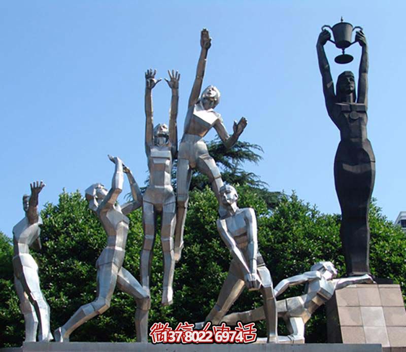 體育公園不銹鋼打排球運動員人物主題雕塑 體育公園不銹鋼打排球運動員人物主題雕塑
