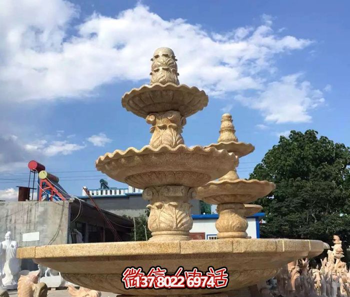 晚霞紅多層噴泉石雕 晚霞紅多層噴泉石雕