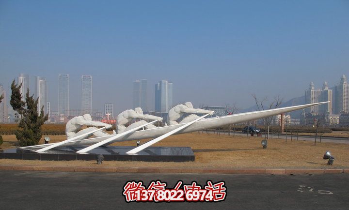 公園景區噴漆劃船比賽不銹鋼船雕塑 公園景區噴漆劃船比賽不銹鋼船雕塑