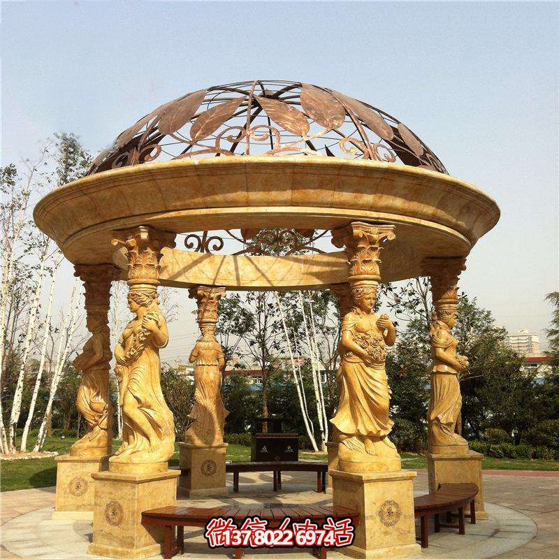 城市花園廣場擺放西方人物鏤空涼亭雕塑 城市花園廣場擺放西方人物鏤空涼亭雕塑