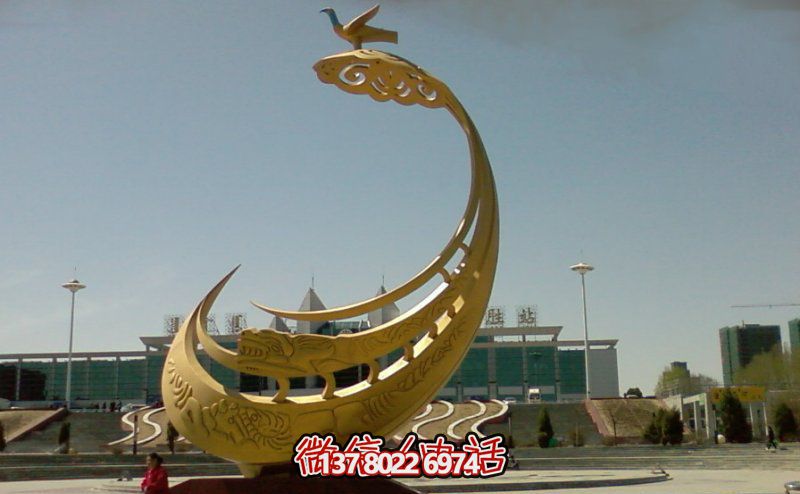 城市標志不銹鋼噴金高飛的天鵝雕塑 城市標志不銹鋼噴金高飛的天鵝雕塑
