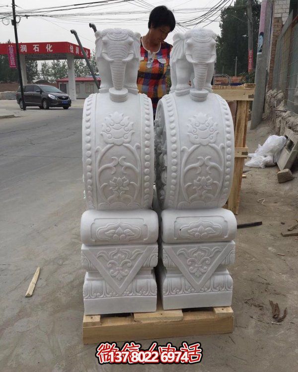 戶外園林大理石石雕門(mén)墩一對(duì)抱鼓石雕塑