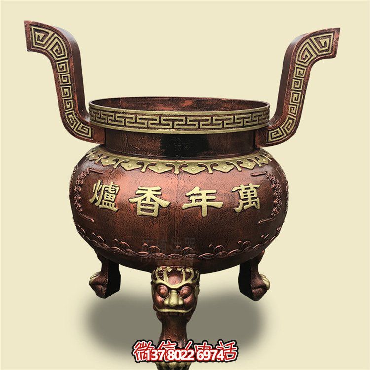 家用銅雕上香祈福鼎，香爐雕塑
