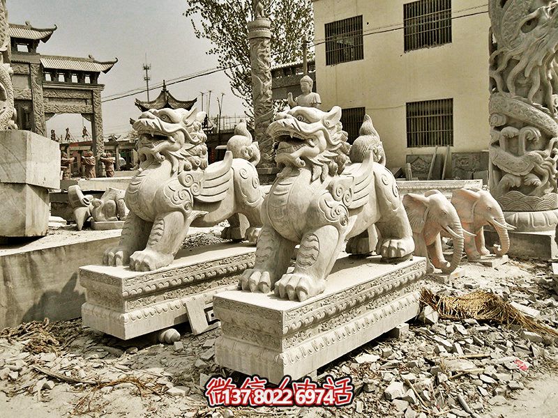 公園大理石石雕辟邪貔貅雕塑 公園大理石石雕辟邪貔貅雕塑